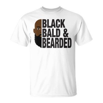 Black Bald And Bearded Face African American Father's Day T-Shirt - Thegiftio UK