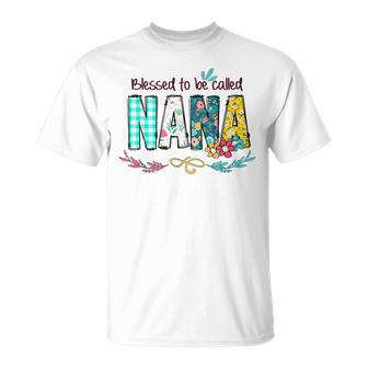 Blessed Nana Floral Patchwork Vintage T-Shirt - Monsterry