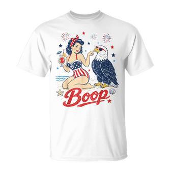Boop Vintage Usa Girl And Eagle Patriotic T-Shirt - Thegiftio UK