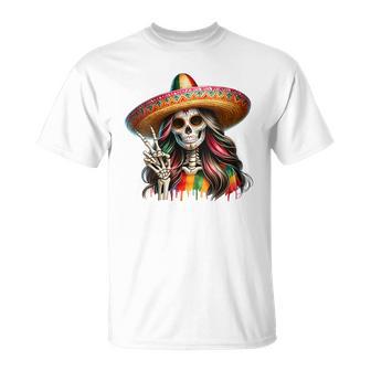 Calaveraibrante Con Calavera De Azúcar Cuello Camiseta unisex - Regaloses