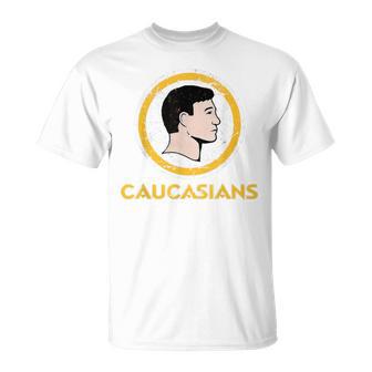 Caucasians Retro Sports Logo Pun Sarcastic Parody T-Shirt - Thegiftio UK