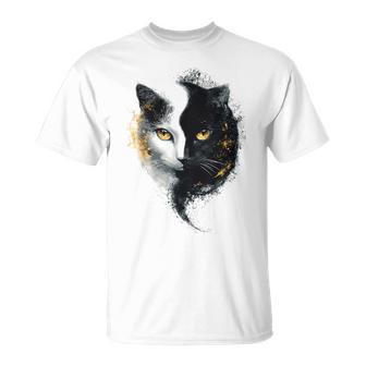 Chat Abstrait Portrait Animal Lover Illustration Graphique Chat T-Shirt - Cadeauxyz