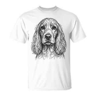 Cocker Anglais Dessin Griffonné Cadeau Chien Et Maître T-Shirt - Cadeauxyz