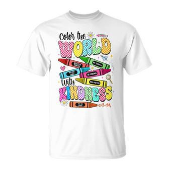 Color The World With Kindness Teacher Back To School T-Shirt - Thegiftio UK