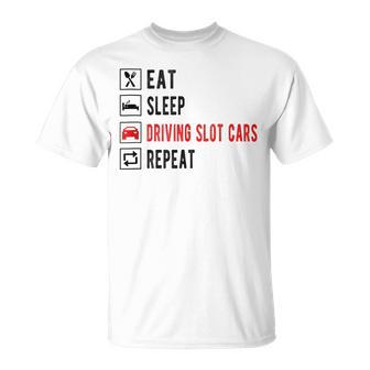 Comer Dormir Conducciónlot Coches Repite Mini Car Drag Racinglot In Mangas Camiseta unisex - Regaloses