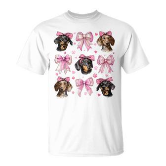 Coqueta Con Lazo Rosa Para Perroalchicha Para Mamá Y Niña Camiseta unisex - Regaloses