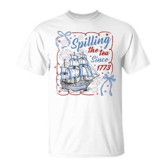 Coquette Bow Spilling The Tea Since 1773 4Th Of July T-Shirt - Thegiftio UK