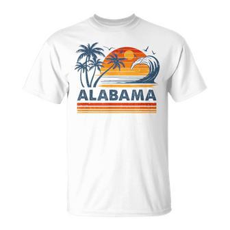 Coucher Deoleil Deacances En Alabama Jolie Plage Rétrointage Des Années 70 T-Shirt - Cadeauxyz