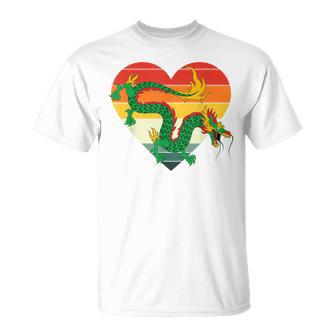 Culture Chinoise Mythologie Retro Coeur Chine Dragon Chinois T-Shirt - Cadeauxyz