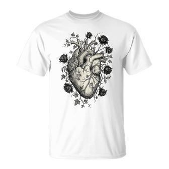 Cuore Anatomicotile Xilografia Maglietta - Novitaregali