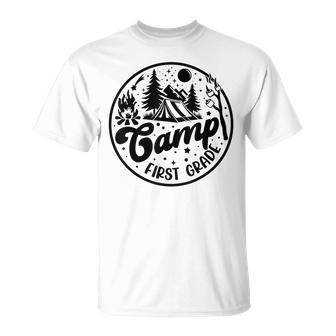 Cute Camp First Grade Squad Camper Teacher Camping Lovers T-Shirt | Mazezy
