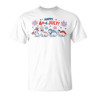 Cute Dinosaur Usa Flag Fireworks Kids 4Th Of July Toddler T-Shirt - Thegiftio UK