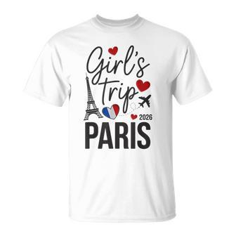 Cute Girls Trip Paris 2026 Vacation Queen Camp Matching T-Shirt - Thegiftio
