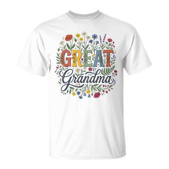 Cute Wildflowers Grandma Floral Mother's Day Great Grandma T-Shirt | Mazezy