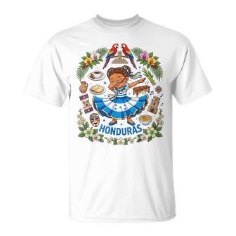 Dabbing Honduras Girl Flag Dress Orchids Pride Heritage T-Shirt - Monsterry