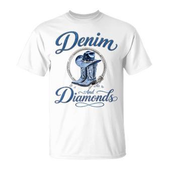 Denim And Diamonds Western s T-Shirt - Thegiftio UK