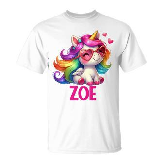 Personnalisé Avec Nom De Licorne Zoe T-Shirt - Cadeauxyz