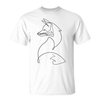 Dessin D'art Renard Dessiné À La Main En Uneeule Ligne T-Shirt - Cadeauxyz