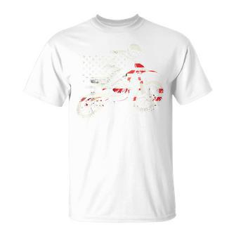 Dirt Bike Retro American Flag Motocross Enduro T-Shirt | Mazezy