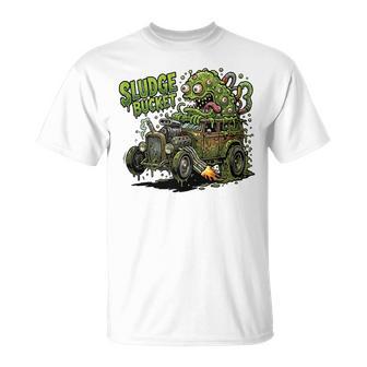 Divertido Cubo De Lodos Crazy Hotrod Rat Rod Race Car Cartoon In Mangas Camiseta unisex - Regaloses