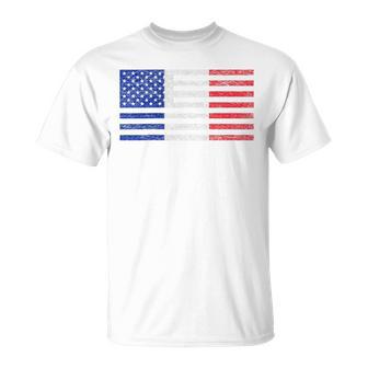 Drapeau De La France Drapeau Américain Français Américain T-Shirt - Cadeauxyz