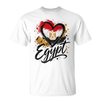 Drapeau Pyramide En Forme De Cœur Avec Inscription I Love Egypt T-Shirt - Cadeauxyz