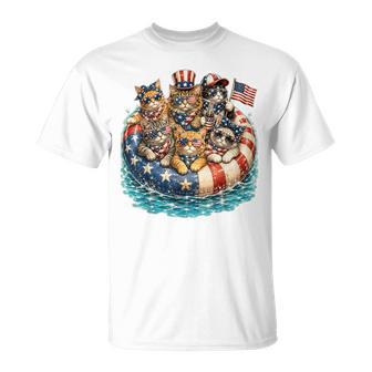 4Th Of July Cats Patriotic Cats Fourth Of July T-Shirt | Seseable UK