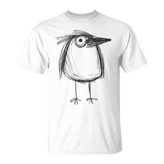 Crow Sketch Drawing Bird Raven Hand Drawn T-Shirt | Mazezy