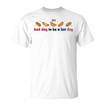 It's A Bad Day To Be A Hotdog Fourth Of July Patriotic T-Shirt | Seseable UK