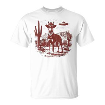 Ufo Western Cowboy Doberman Vintage T-Shirt - Thegiftio UK