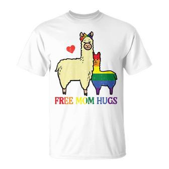 Gay Free Mom Hugs Llama Rainbow Pride Flag Lgbtq Mama Women T-Shirt - Thegiftio UK