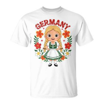 Germany German Girl Traditional Dress Flowers Heritage T-Shirt - Monsterry