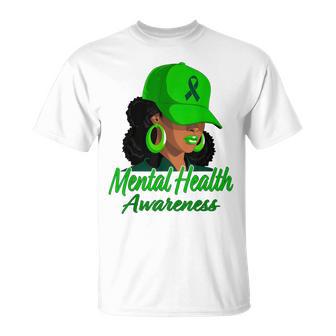 Girl Mental Health Awareness Melanin Afro American T-Shirt - Monsterry