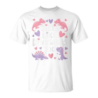 Girls Like Dinosaurs Too Pink Cute Dino T-Shirt - Thegiftio UK