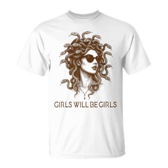 Girls Will Be Girls Feminist Medusa Feminism Greek Mythology T-Shirt - Thegiftio