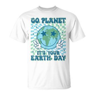 Go Planet It's Your Earth Day Hippie Planet Anniversary 2025 T-Shirt - Thegiftio UK