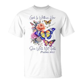 God Is Within Her Faith 聖句 詩篇 Tシャツ - Kawaiitshirt