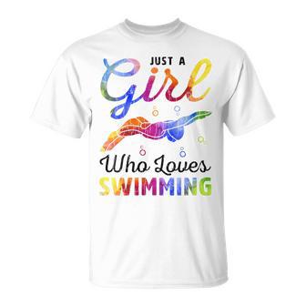 Gráfico Divertido De Jugador De Natación De Just A Girl Who Loveswimming In Mangas Camiseta unisex - Regaloses