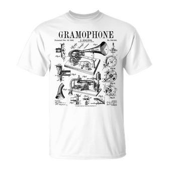 Gramófono Disco Deinilo Amante Músico Djintage Patent Camiseta unisex - Regaloses