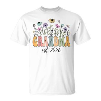 Grandma Est 2026 Wildflower Promoted To Grandma T-Shirt - Thegiftio