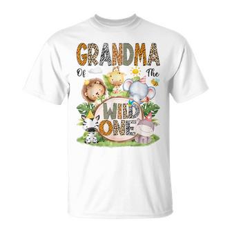 Grandma Of The Wild One 1St Birthday Safari Jungle Woodland T-Shirt - Thegiftio