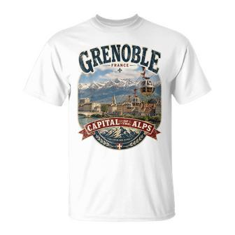 Grenoble France Capitale Des Alpes Téléphériqueintage T-Shirt - Cadeauxyz