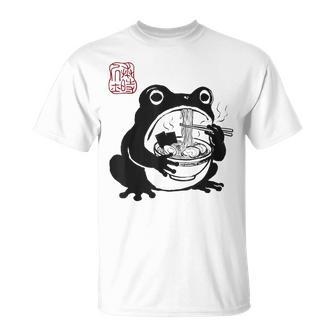 Grumpy Frog Ramen Anime Japanese T-Shirt - Monsterry