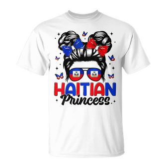 Haitian Princess Messy Bun Haitian Flag Day Girl T-Shirt - Thegiftio