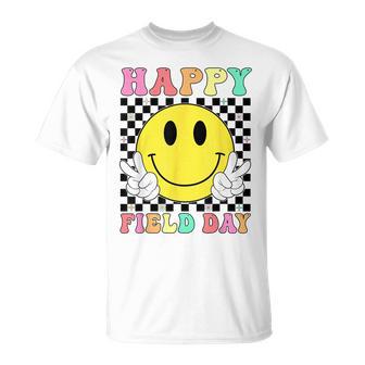 Happy Field Day Retro Smile Face Teacher Kids Field Day 2026 T-Shirt | Mazezy