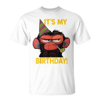 Humor It's My Birthday Grumpy Monkey Meme T-Shirt - Thegiftio UK