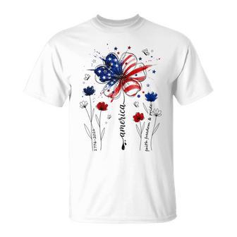 Independence Day Patriotic American Flag Usa Flower Women T-Shirt - Monsterry UK