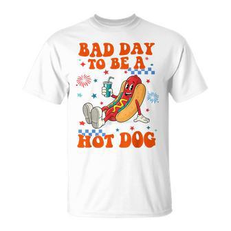 Its A Bad Day To Be A Hot Dog Hot Dog 4Th Of July Bbq T-Shirt - Monsterry