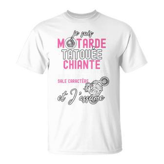 Jeuis Motarde Tatouée Chiante Moto Humour Haut De Gamme T-Shirt - Cadeauxyz