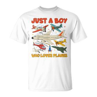 Just A Boy Who Loves Planes Aircraft Toddler Airplane Lover T-Shirt - Thegiftio UK